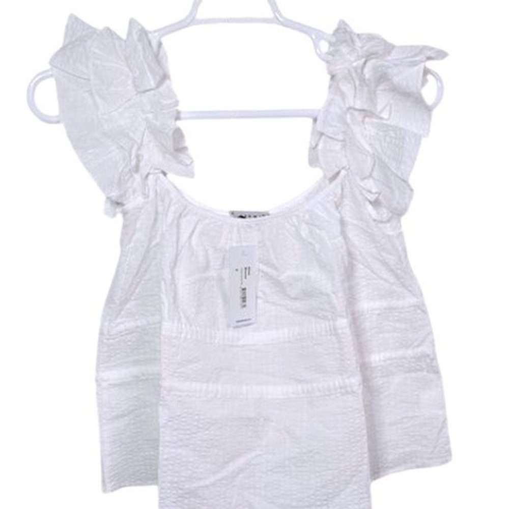 Harshman Los Angeles Alize Blouse White‎ Seersucker NWT